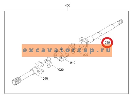 Полуось ZGAQ-02240 (длинная) переднего моста экскаватора Hyundai