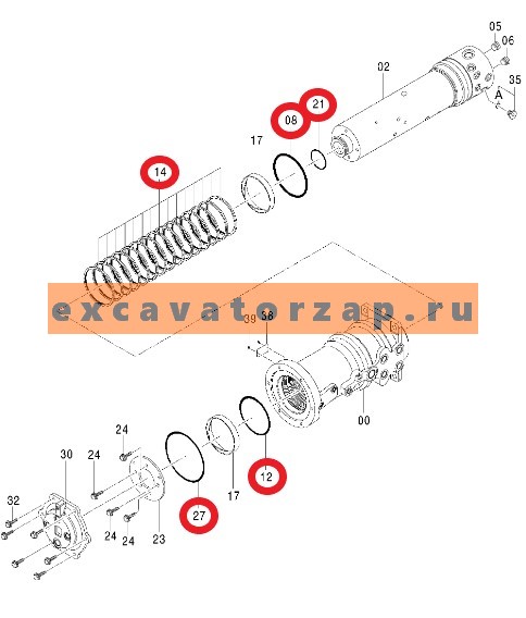 Ремкомплект центрального (поворотного) коллектора (в состав входят 4289595 + 4635395+4635394+4635396+4635393, БЕЗ ВТУЛОК) экскаватора Hitachi UCX300, ZX125W, ZX130W, ZX130W-AMS, ZX140W-3, ZX140W-3-AMS, ZX140W-3DARUMA, ZX145W-3, ZX145W-3-AMS, ZX160W, ZX160