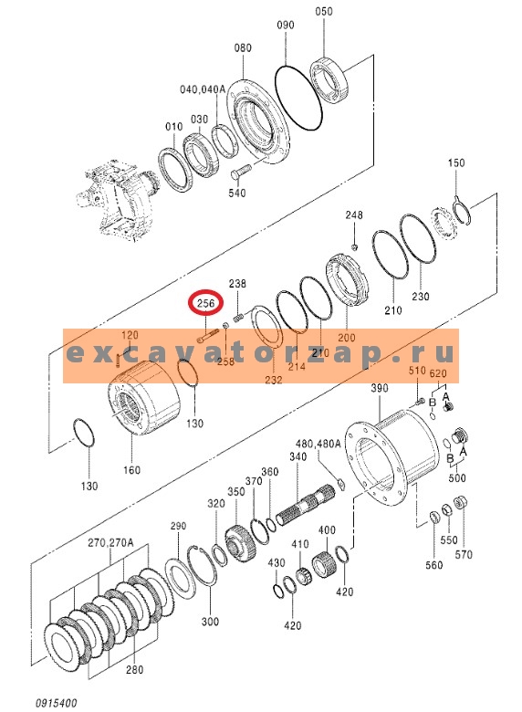 Болт ZGAQ-05507 моста экскаватора Hyundai R130W, R170W