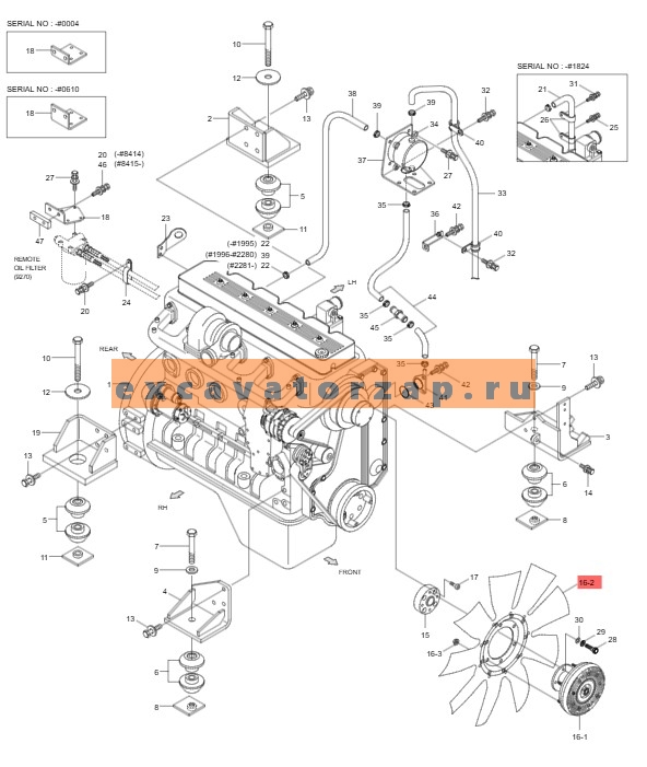 Вентилятор 11Q6-01250 (аналог, КНР) охлаждения двигателя экскаватора HYUNDAI R140, R170, R210