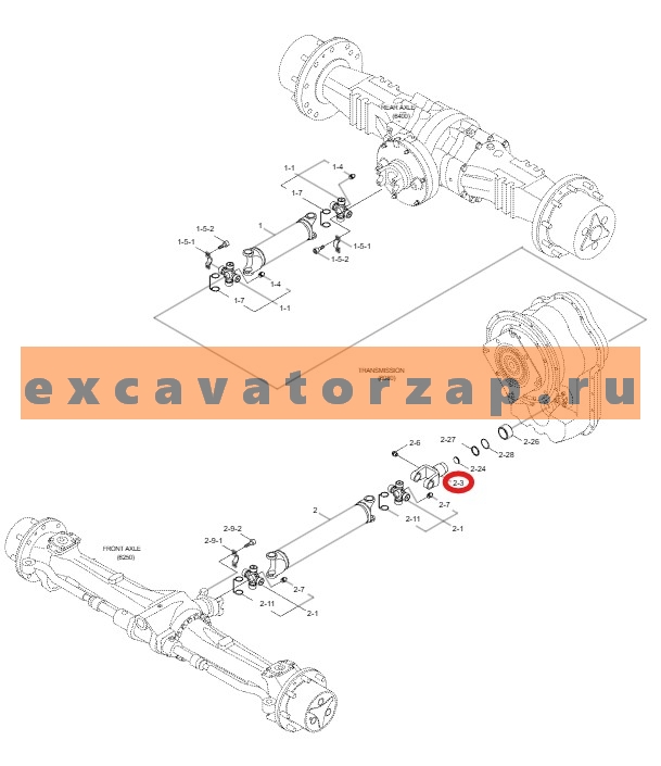 Вилка (хвостовик, фланец) XKCP-00263 переднего карданного вала 81U6-30052 экскаватора погрузчика HYUNDAI H940S