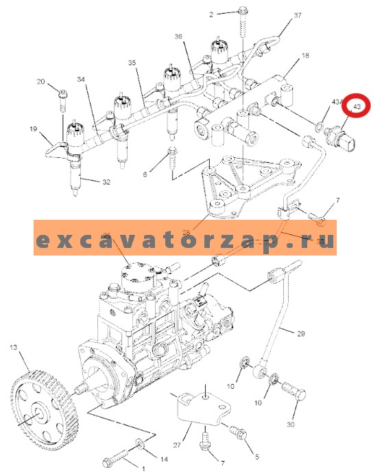 Датчик давления топлива 311-6342, 3116342 двигателя CAT C4.4