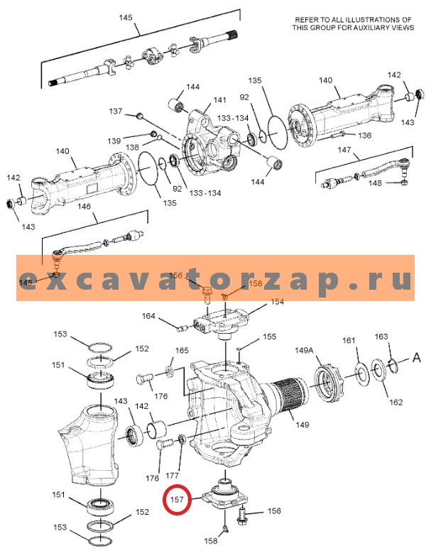 Шкворень нижний 333-8022, 3338022 переднего моста экскаватора CAT M313D, M315D 2