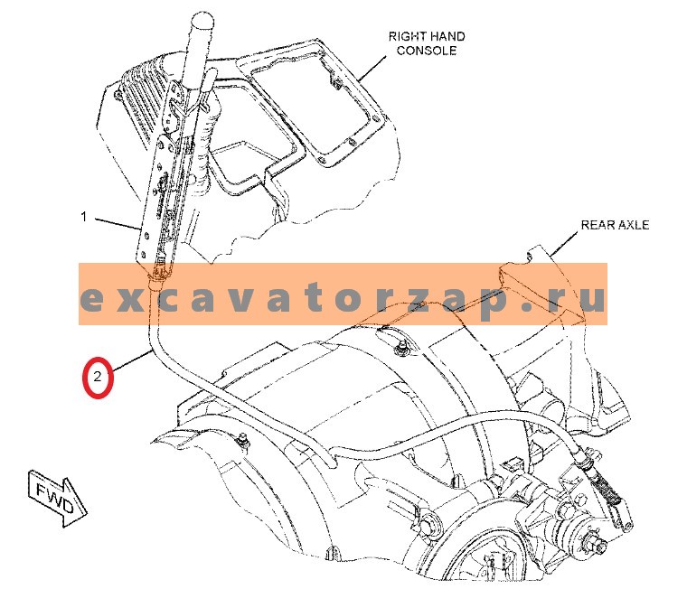 Трос 389-7168, 3897168 (стояночного тормоза, ручника) экскаватора погрузчика CAT428, CAT432, CAT434