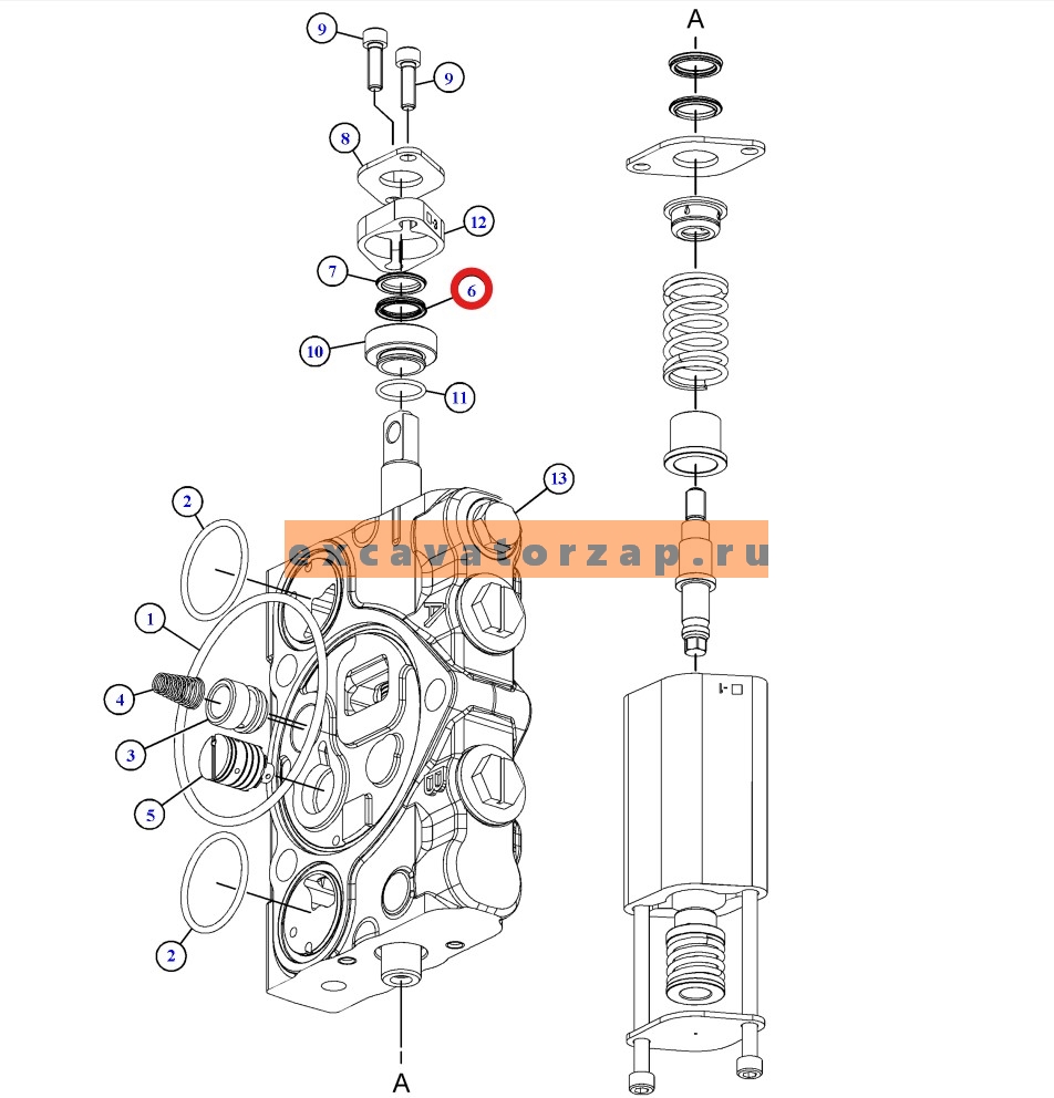 Манжета 601-2832, 6012832 (оригинал, CAT) золотника гдидрораспределителя экскаватора погрузчика CAT428