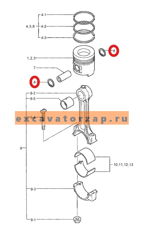 Кольцо стопорное F3202-03000 (оригинал, HYUNDAI) пальца поршня двигателя экскаватора HYUNDAI R160LC7, R160LC9S, R170W7, R170W9S, R180LC7, R180LC9S, R180W9S